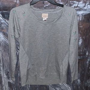 Gray Casual Sweatshirt Top